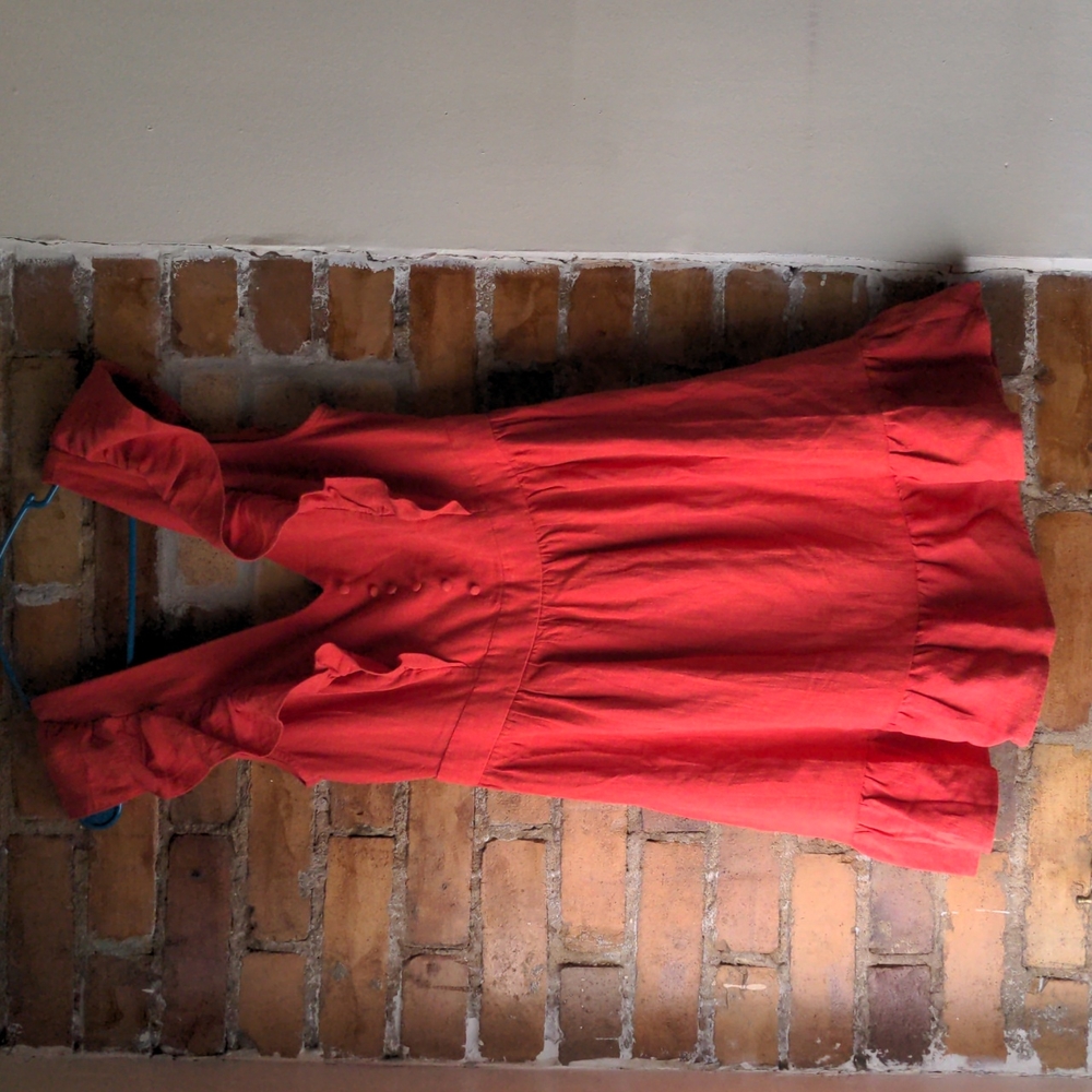 Ruffled Sleeveless coral dress